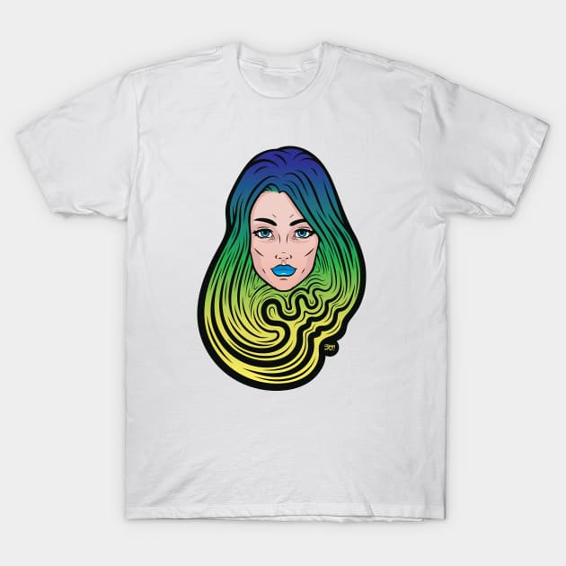 Swirl Girl T-Shirt by VectorVerse